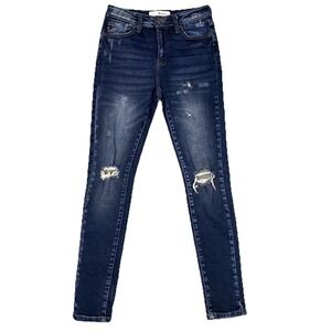 Kancan Hilarie High Rise Super Skinny Jean Juniors 5 26 Distressed Dark Wash